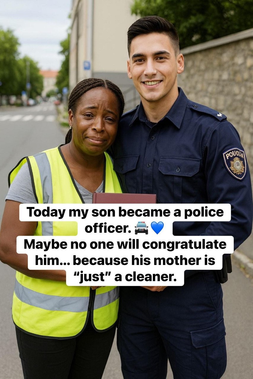 💙👮‍♂️ From Mop to Badge — A Mother’s Silent Triumph 💛✨