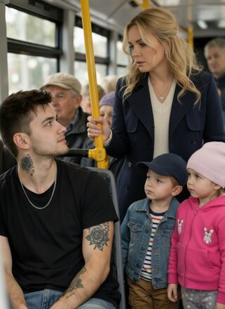 On the bus, a woman with two children started a scandal and demanded that a young man give up his seat to her, but suddenly the young man did something that made all the passengers freeze.