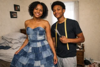 My Stepmom Laughed at the Prom Dress My Brother Sewed From Our Late Mom’s Jeans — By the End of the Night, the Whole School Knew the Truth