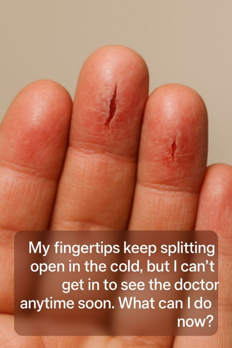 My fingertips keep splitting open in the cold, but I can’t get in to see the doctor anytime soon. What can I do now?